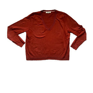 Boden Catriona Cotton Pullover Sweater Burnt Orange Eyelet Crew Neck Preppy